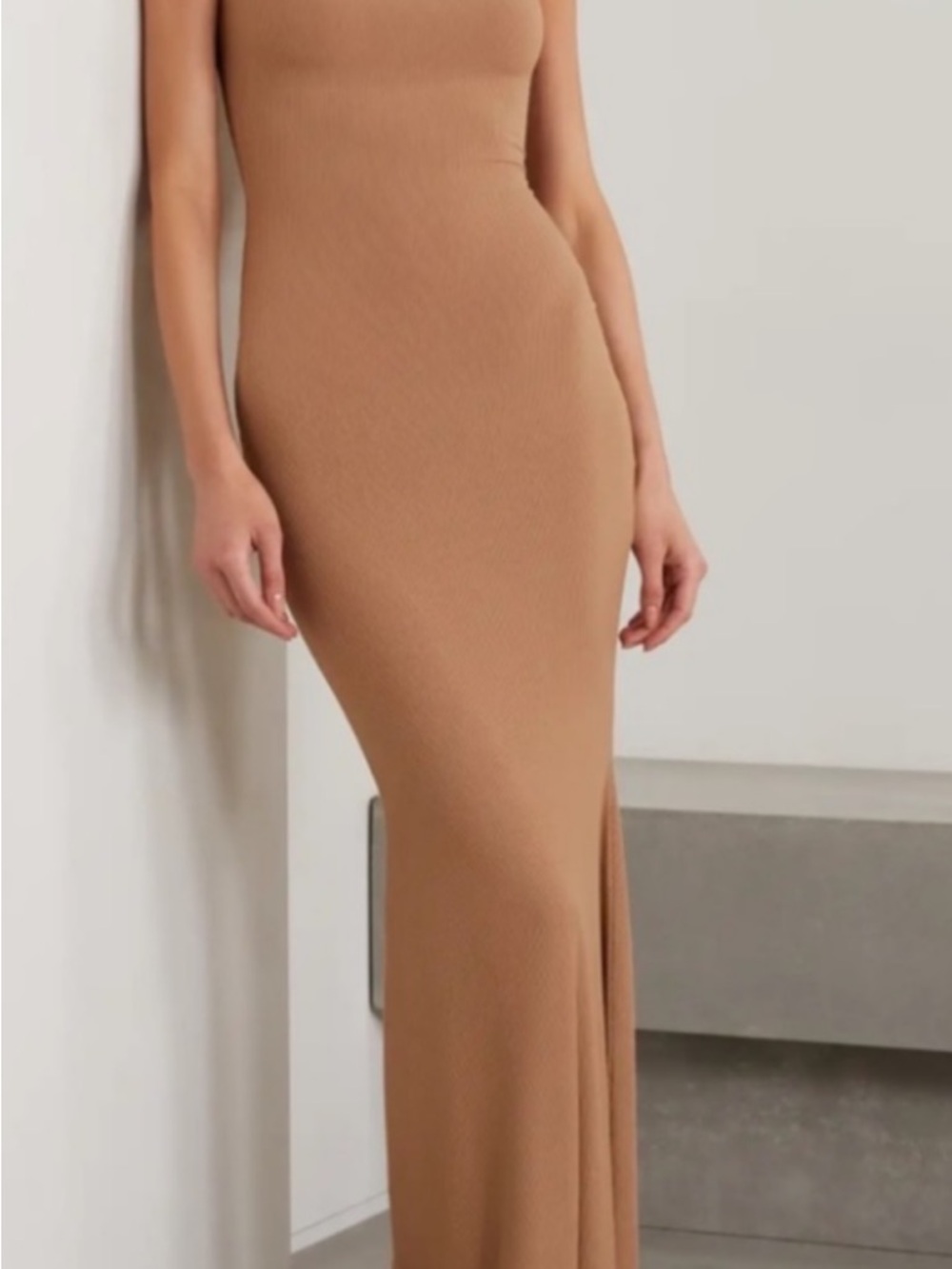 SKIMS Olive Slip Maxi Dress with Thin Straps